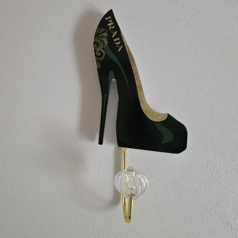 Designer-Inspired High Heel Wall Hook - Black/Gray/Brown (Set of 3)